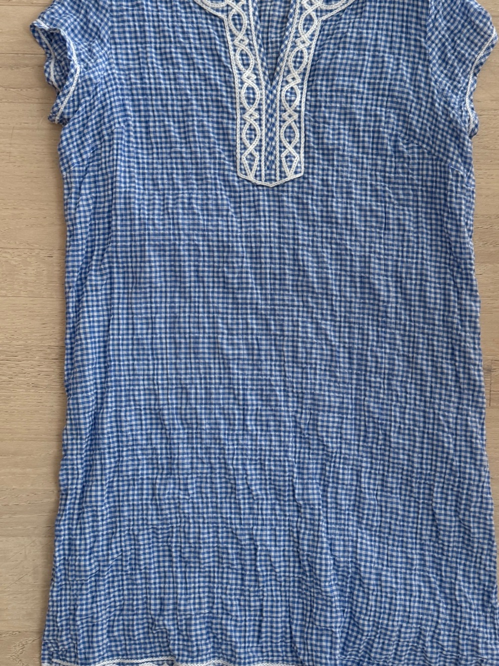 J. McLaughlin Blue Gingham Embroidered Mini Dress